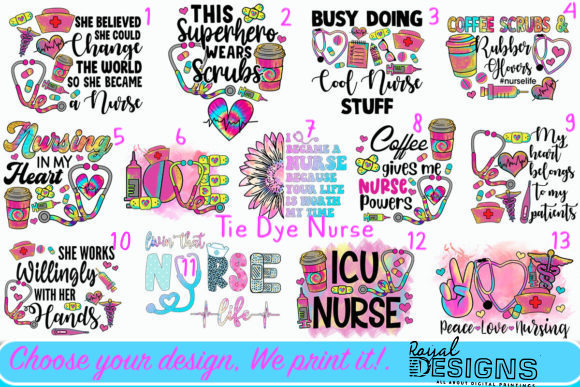 Nurse Tie Dye Designs 1-13
